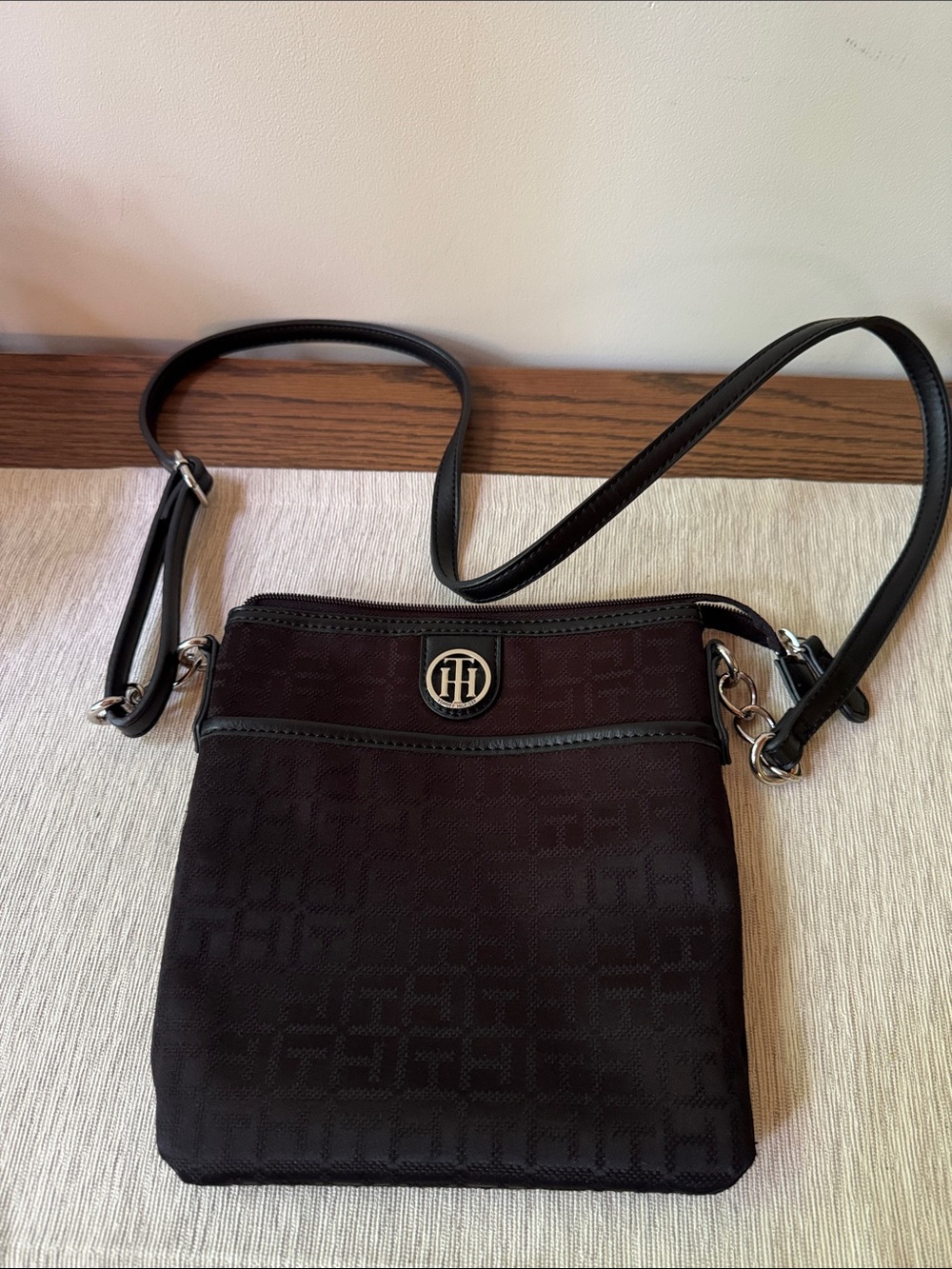 Tommy Hilfiger Black Crossbody Bag with Silver Logo